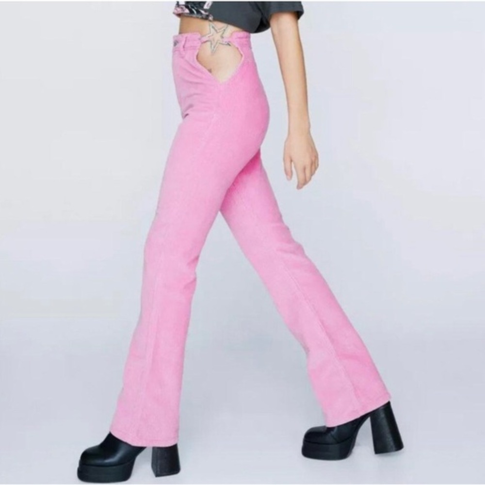 Nasty Gal Pink Cut Out Cords-0068